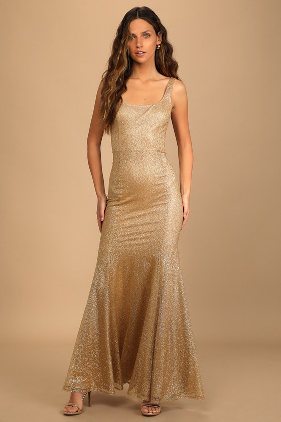 Gold Glitter Maxi - Mermaid Maxi Dress ...